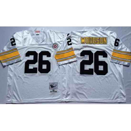 Mitchell And Ness Steelers #26 Woodson white Throwback Stitched NFL Jersey